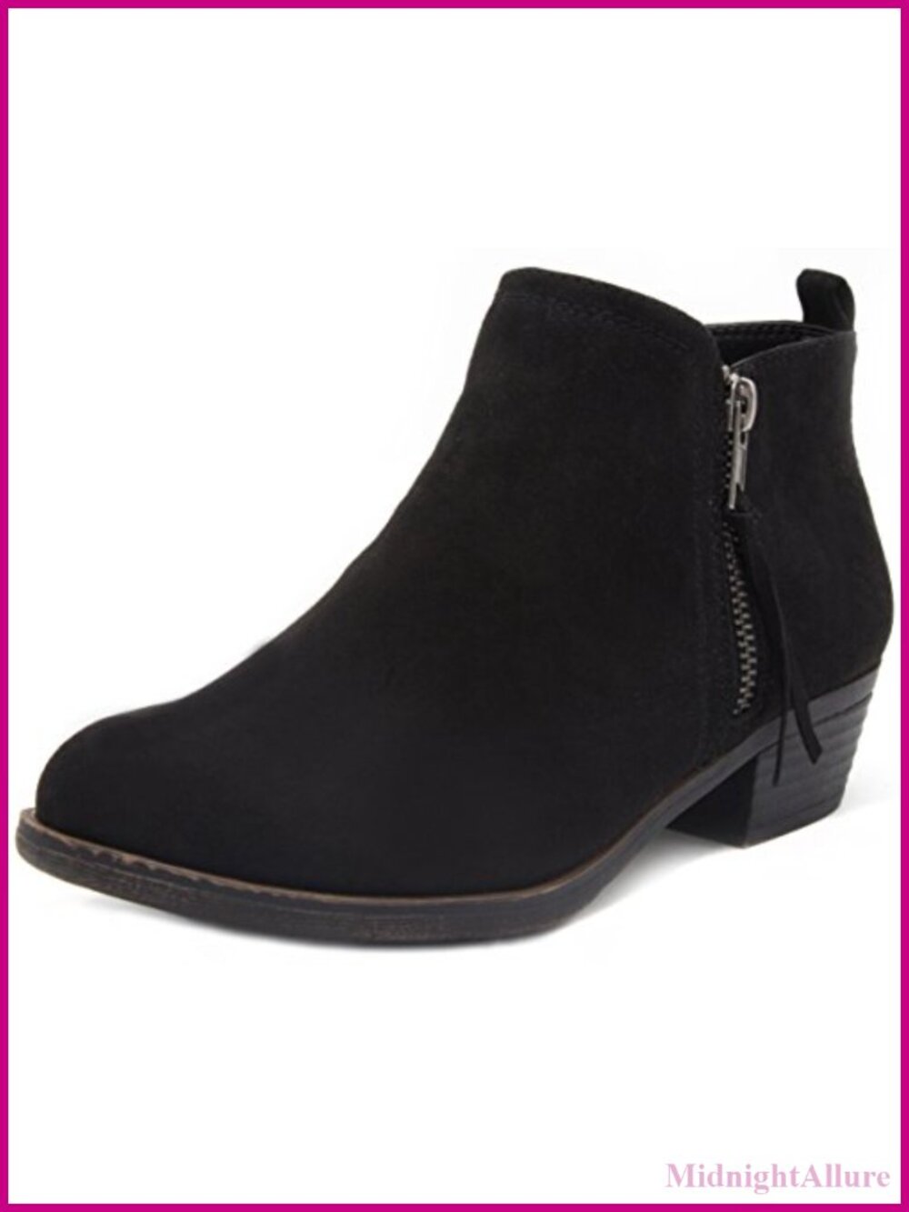 Women's Ankle Bootie with Functional Zip and 1.5 inch Heel Pull Tab